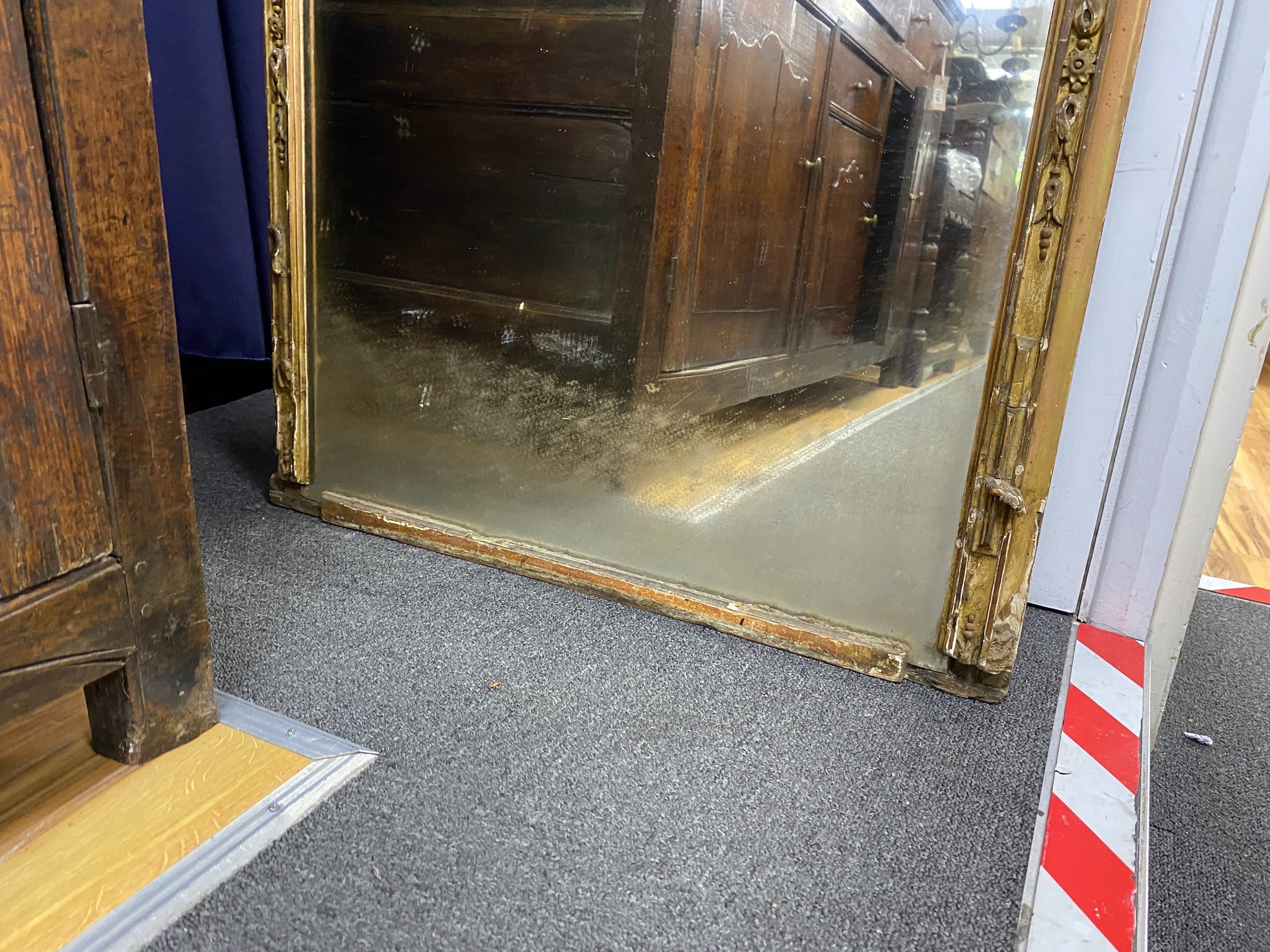 A large 19th century giltwood and gesso pier glass, width 69cm, height 227cm